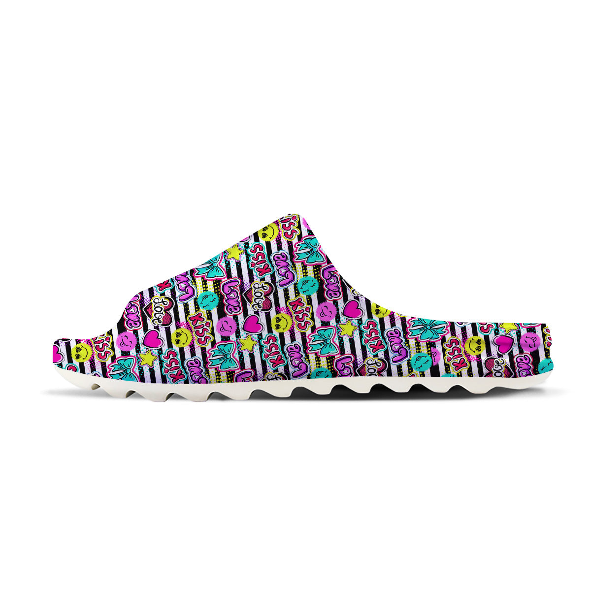 Emoji Comics Stripe Print Pattern Sandals-grizzshop