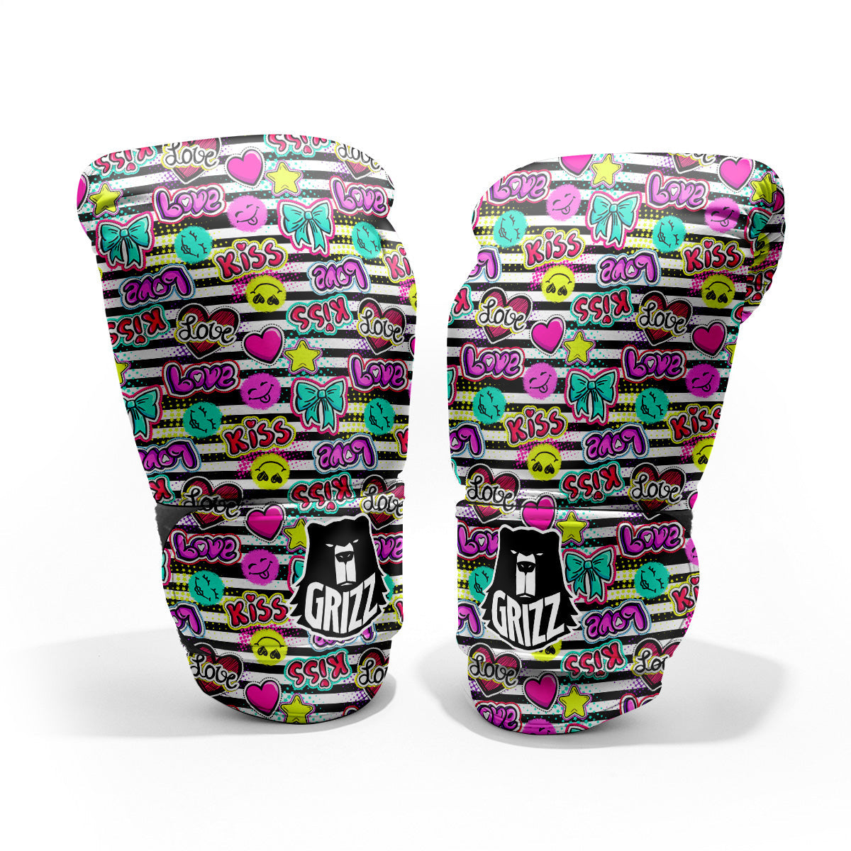 Emoji Comics Stripe Print Pattern Pro Boxing Glove