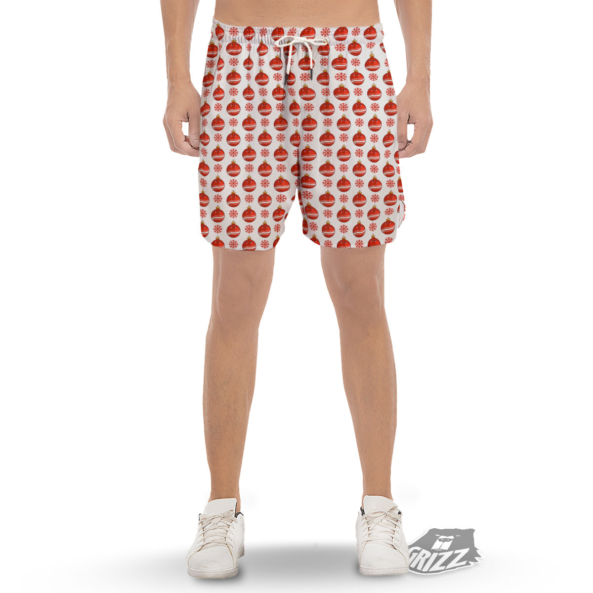 Emoji Cute Christmas Print Pattern Men's Gym Shorts-grizzshop