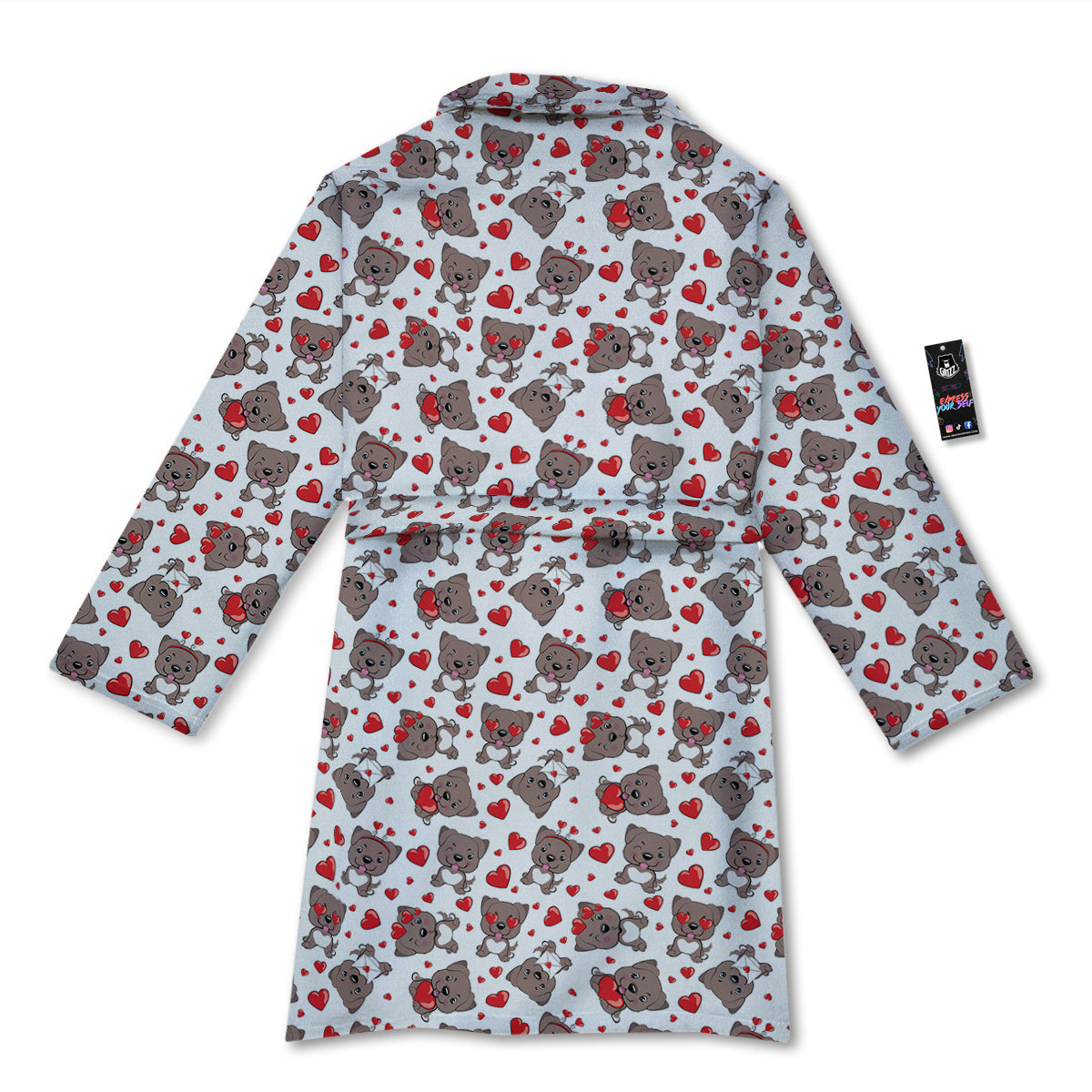 Emoji Cute Dog Print Pattern Bathrobe-grizzshop