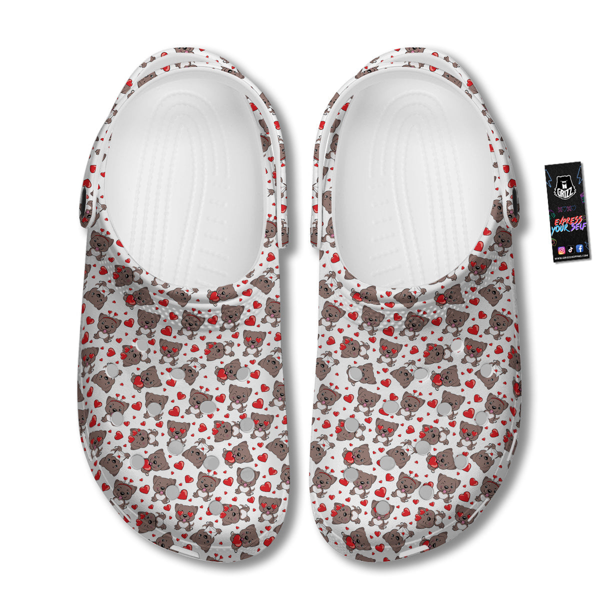 Emoji Cute Dog Print Pattern Clog-grizzshop