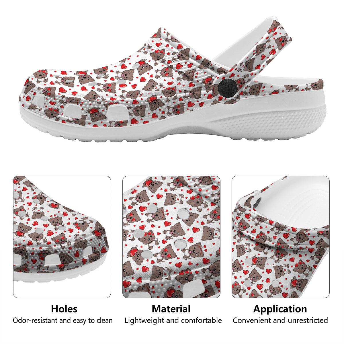 Emoji Cute Dog Print Pattern Clog-grizzshop