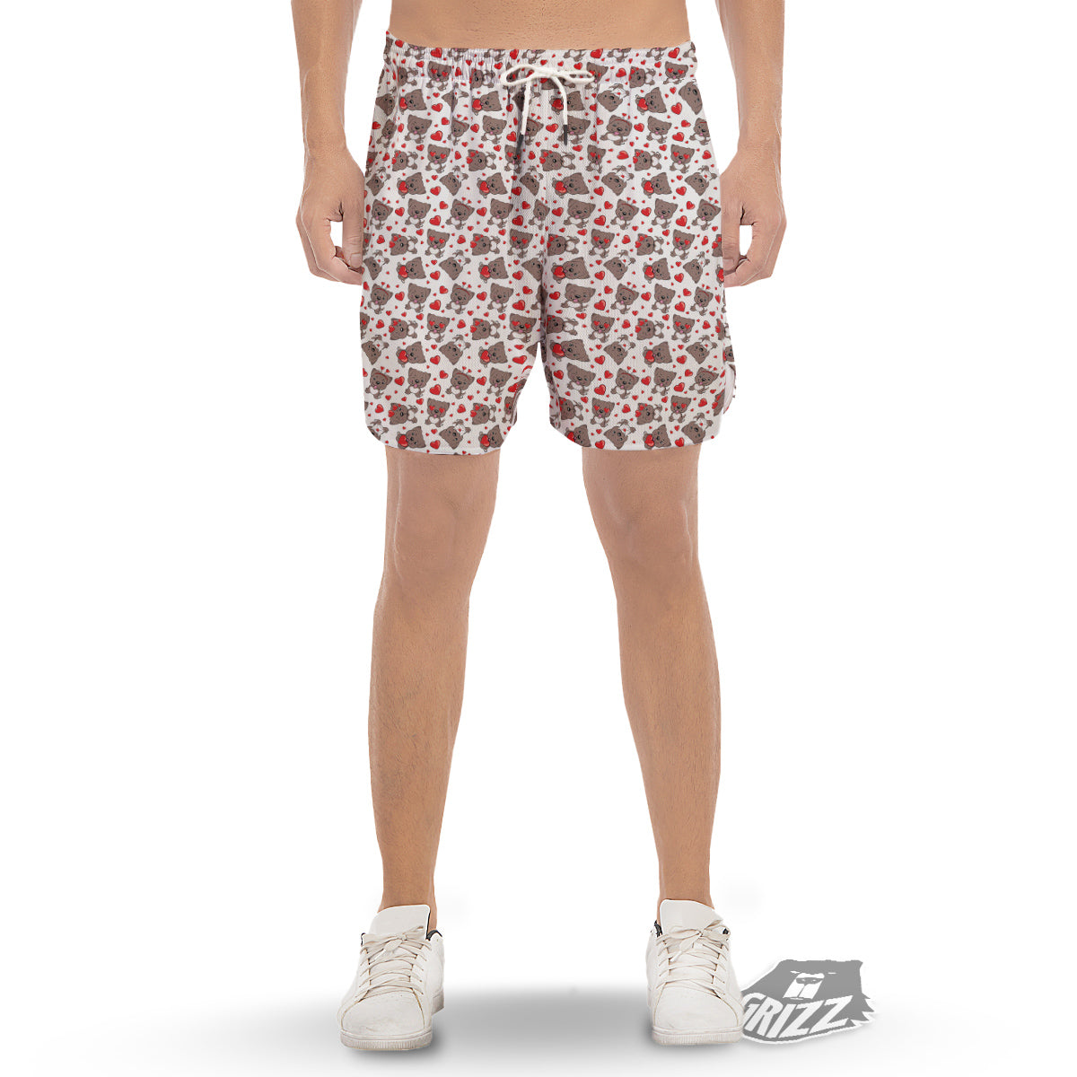 Emoji Cute Dog Print Pattern Men's Gym Shorts-grizzshop