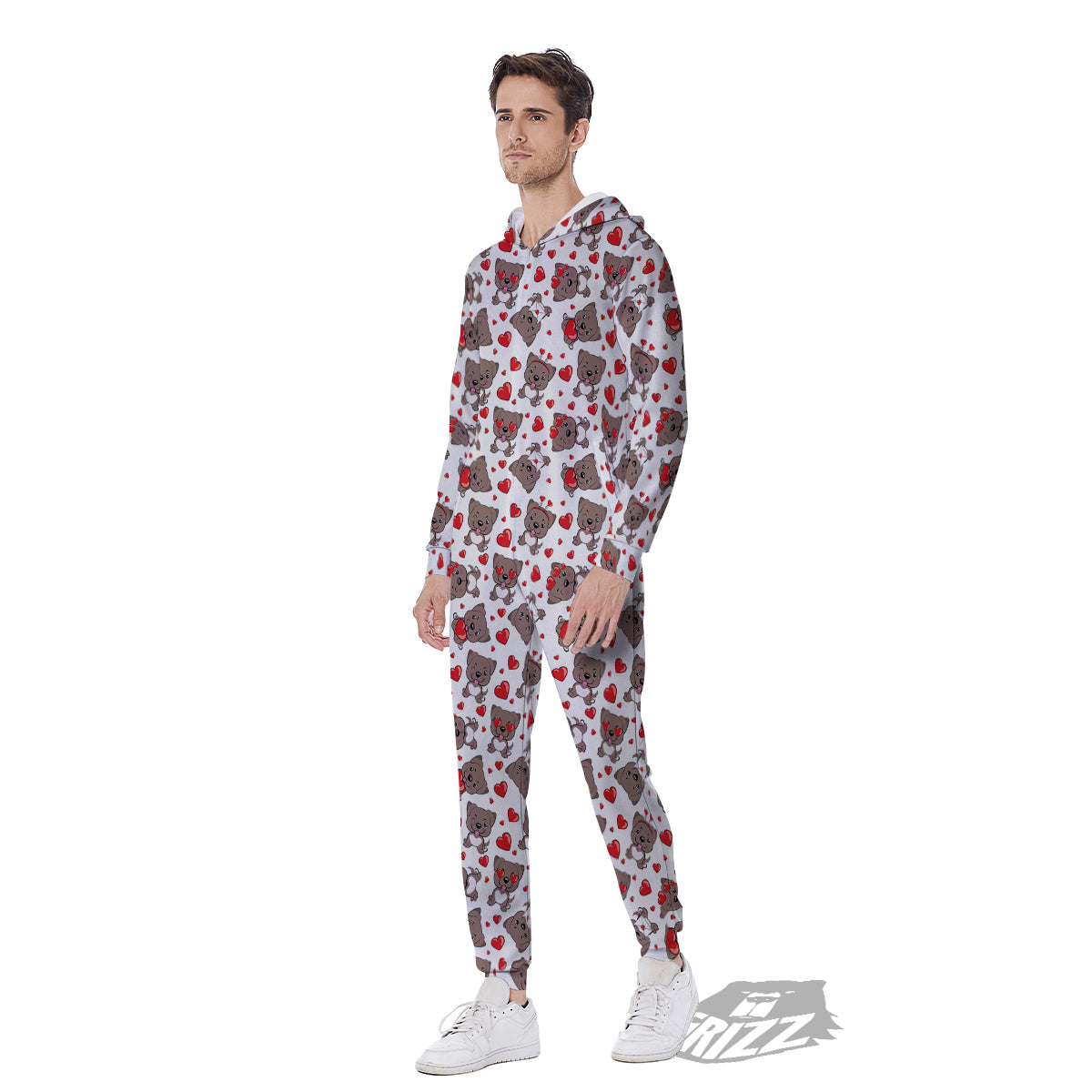 Emoji Cute Dog Print Pattern Men's Jumpsuit-grizzshop