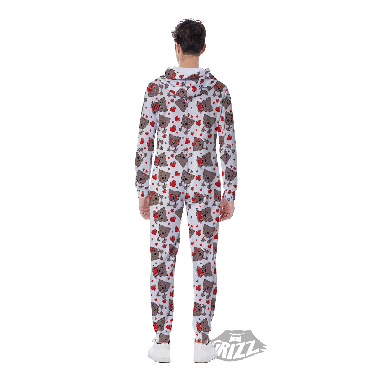 Emoji Cute Dog Print Pattern Men's Jumpsuit-grizzshop