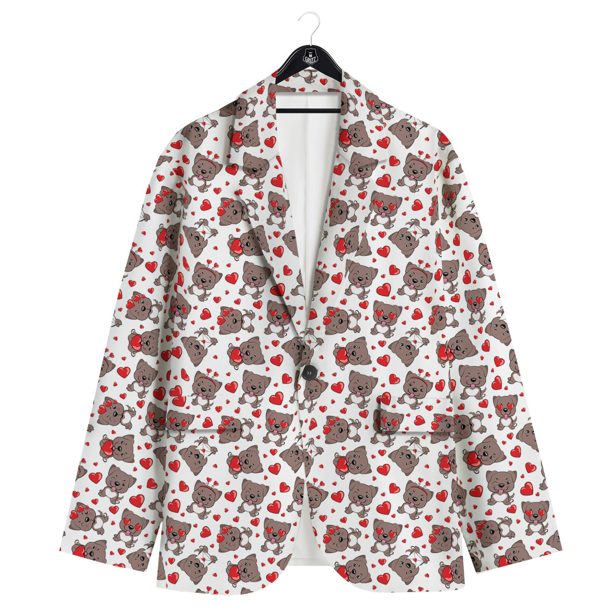 Emoji Cute Dog Print Pattern Men's Sport Coat-grizzshop
