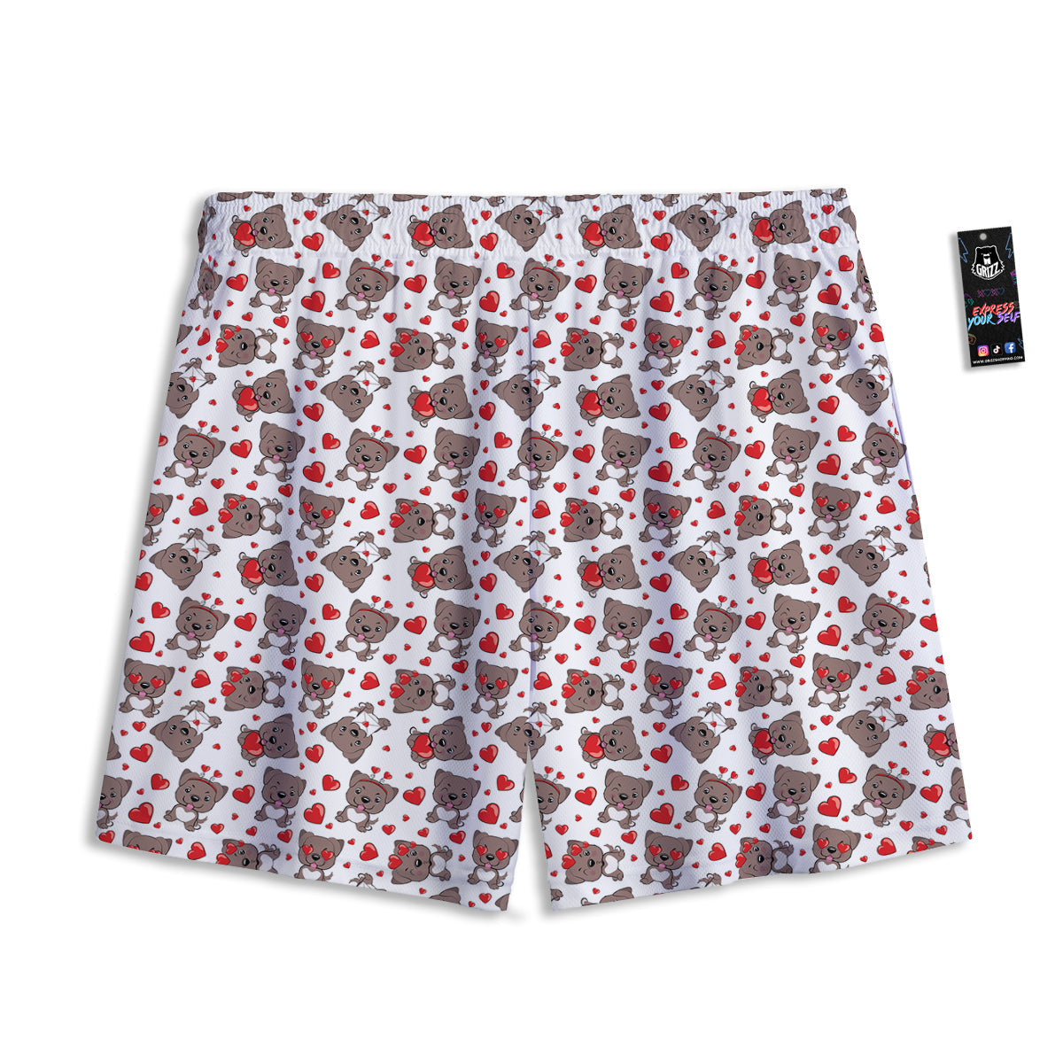 Emoji Cute Dog Print Pattern Mesh Shorts