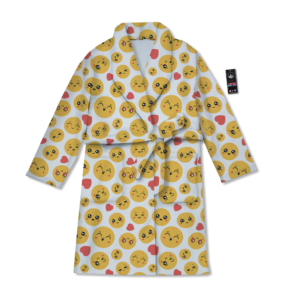 Emoji Cute Print Pattern Bathrobe-grizzshop