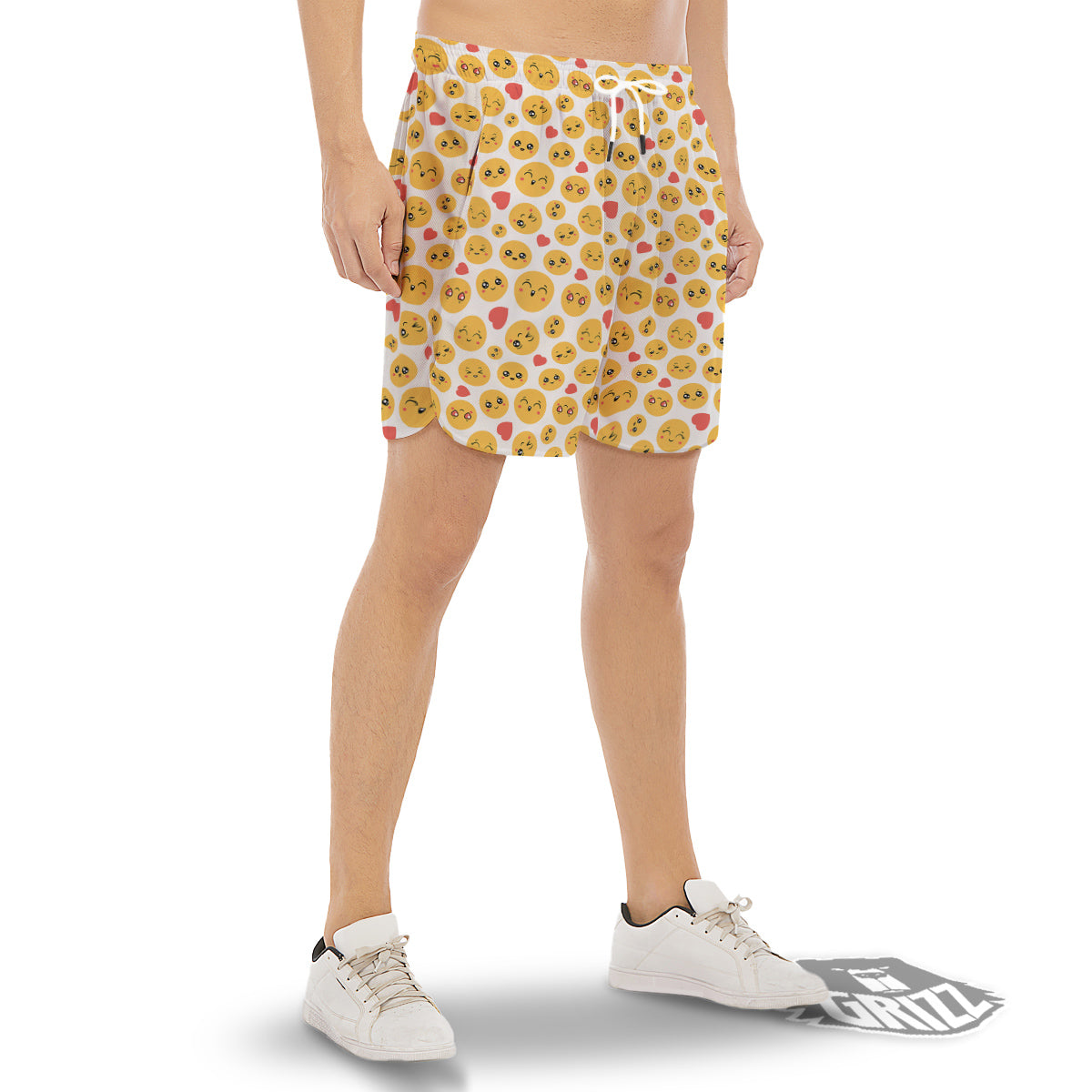 Emoji Cute Print Pattern Men's Gym Shorts-grizzshop
