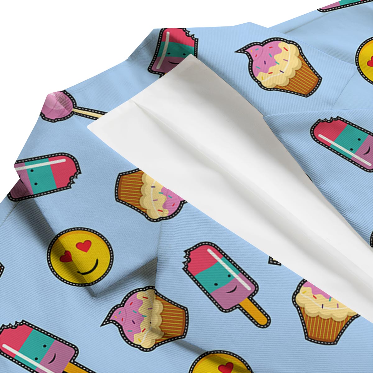 Emoji Dessert Pattern Print Men's Blazer-grizzshop