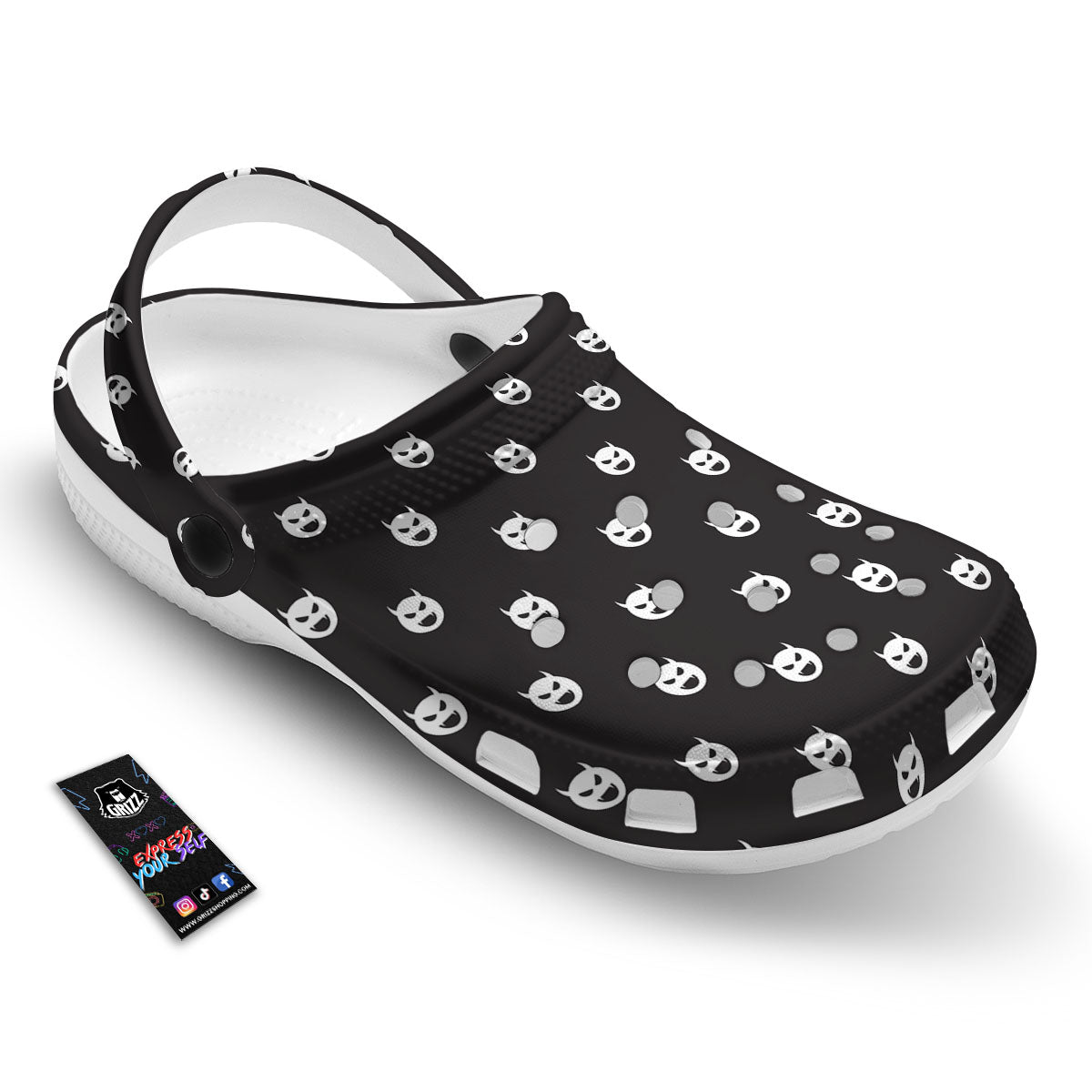 Emoji Devil Print Pattern Clog-grizzshop