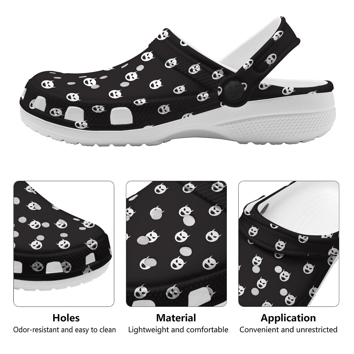 Emoji Devil Print Pattern Clog-grizzshop