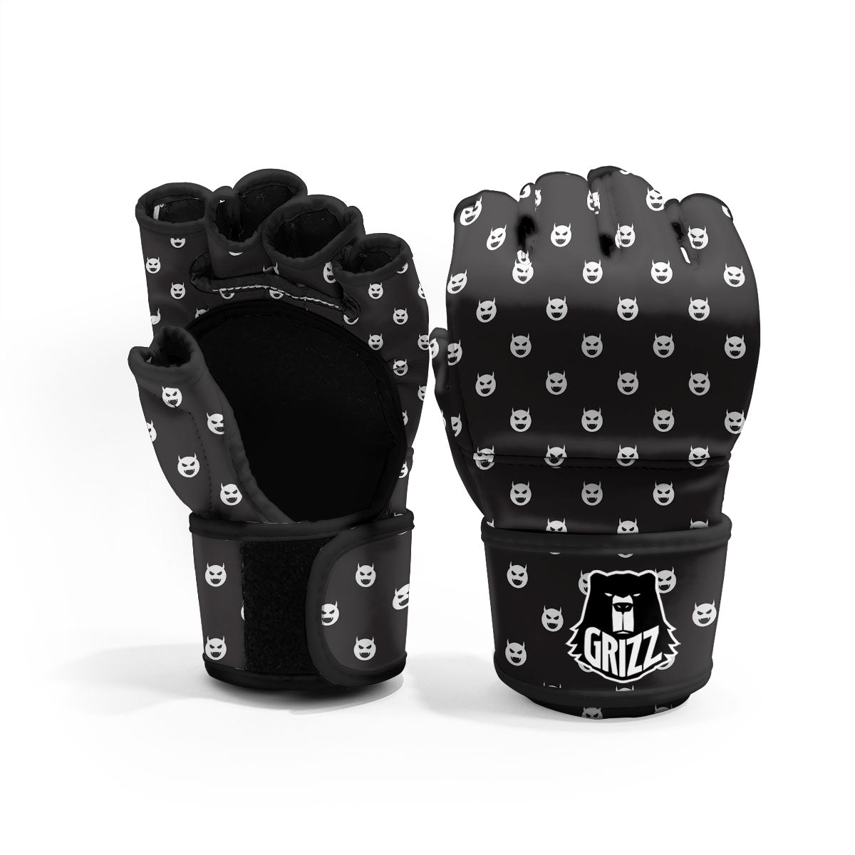 Emoji Devil Print Pattern MMA Gloves-grizzshop
