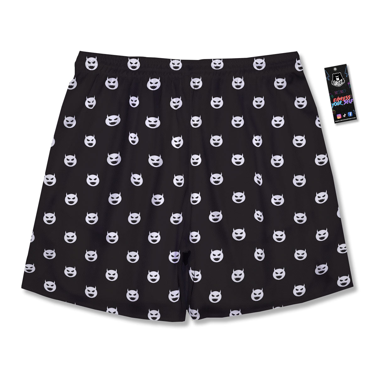 Emoji Devil Print Pattern Men's Running Shorts-grizzshop