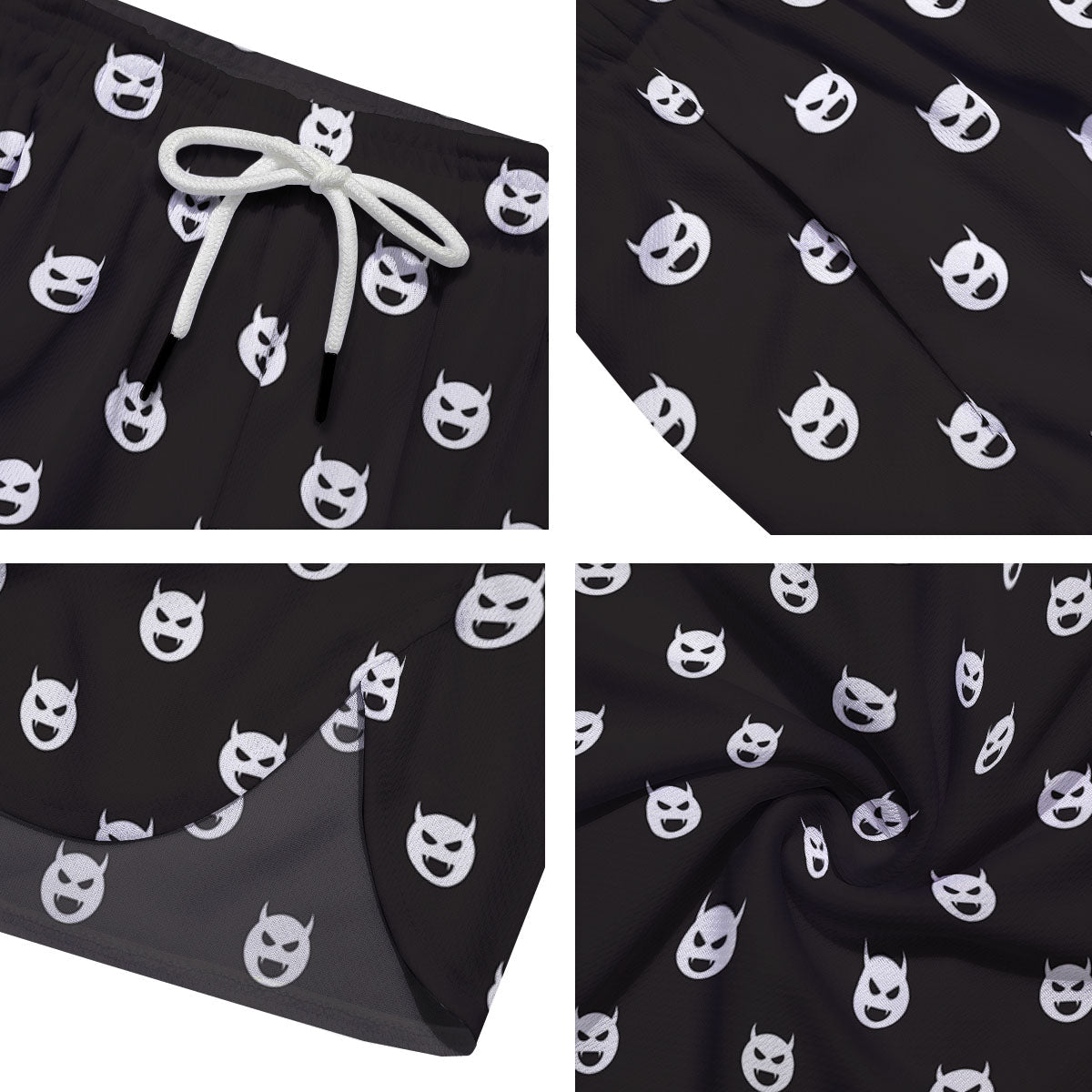 Emoji Devil Print Pattern Men's Running Shorts-grizzshop