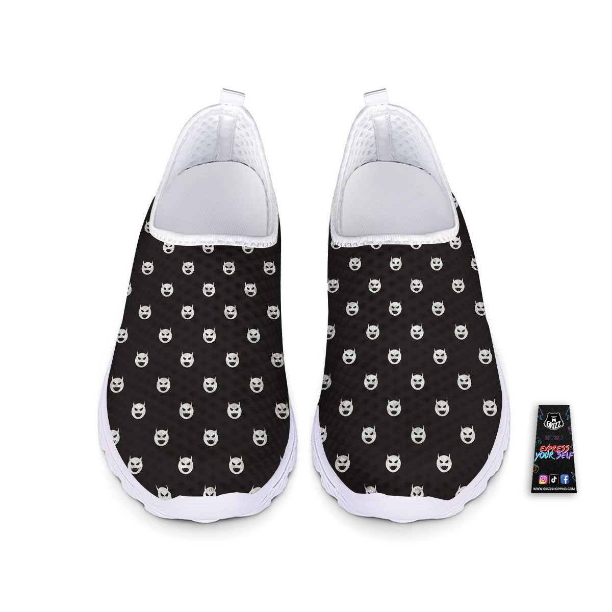 Emoji Devil Print Pattern Nurse Shoes-grizzshop