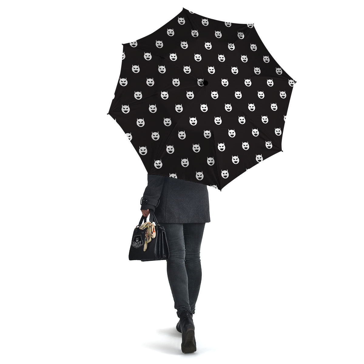 Emoji Devil Print Pattern Umbrella-grizzshop