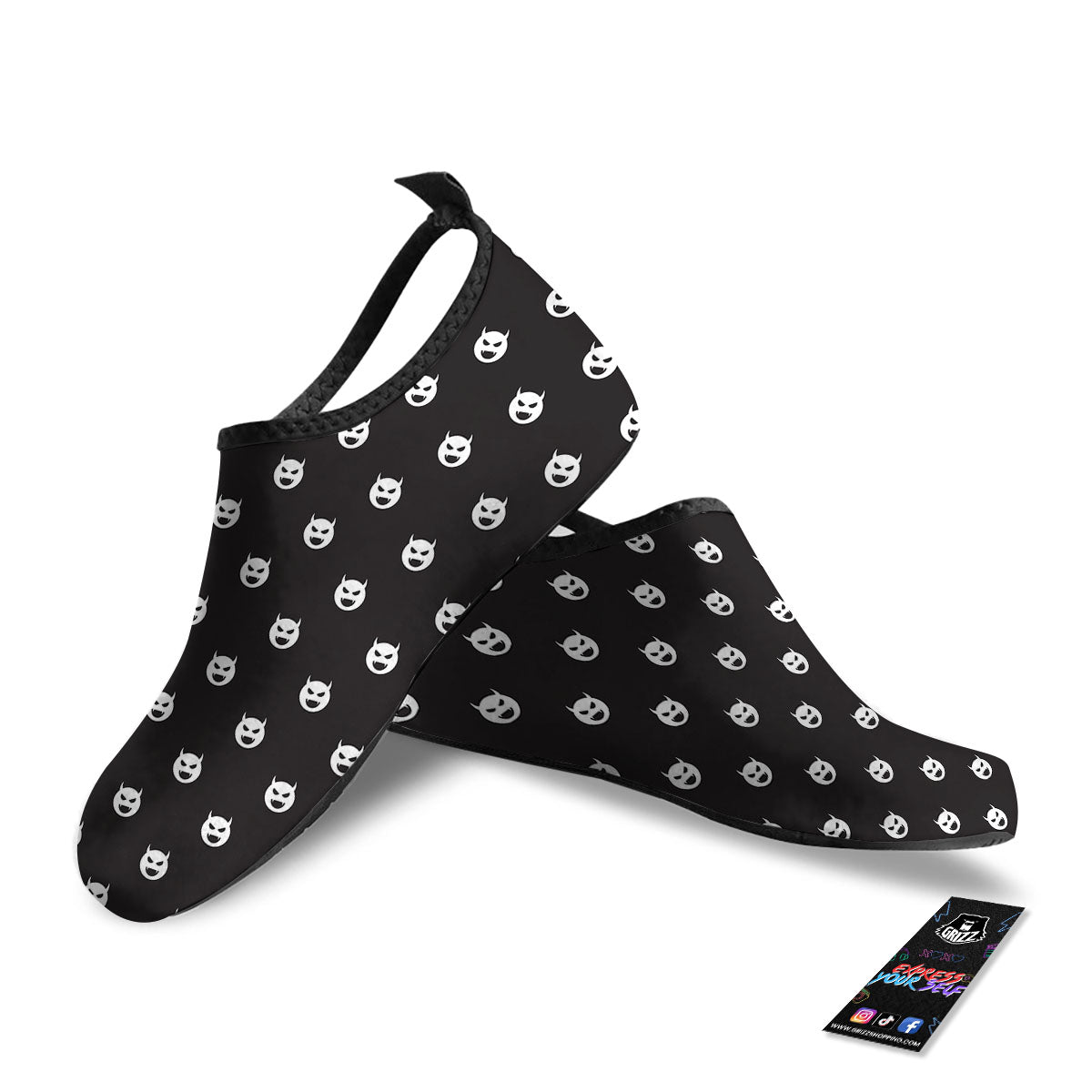 Emoji Devil Print Pattern Water Shoes-grizzshop