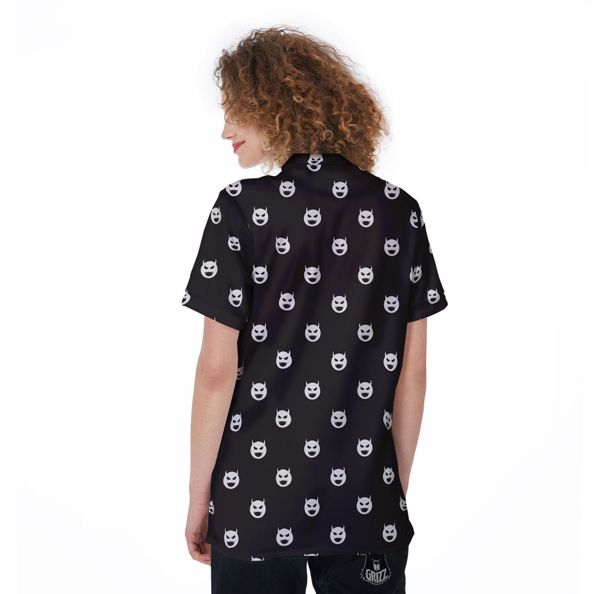 Emoji Devil Print Pattern Women's Golf Shirts-grizzshop
