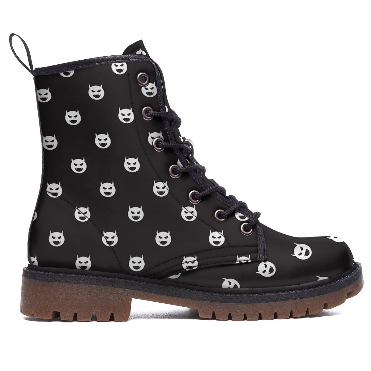 Emoji Devil Print Pattern Work Boots-grizzshop