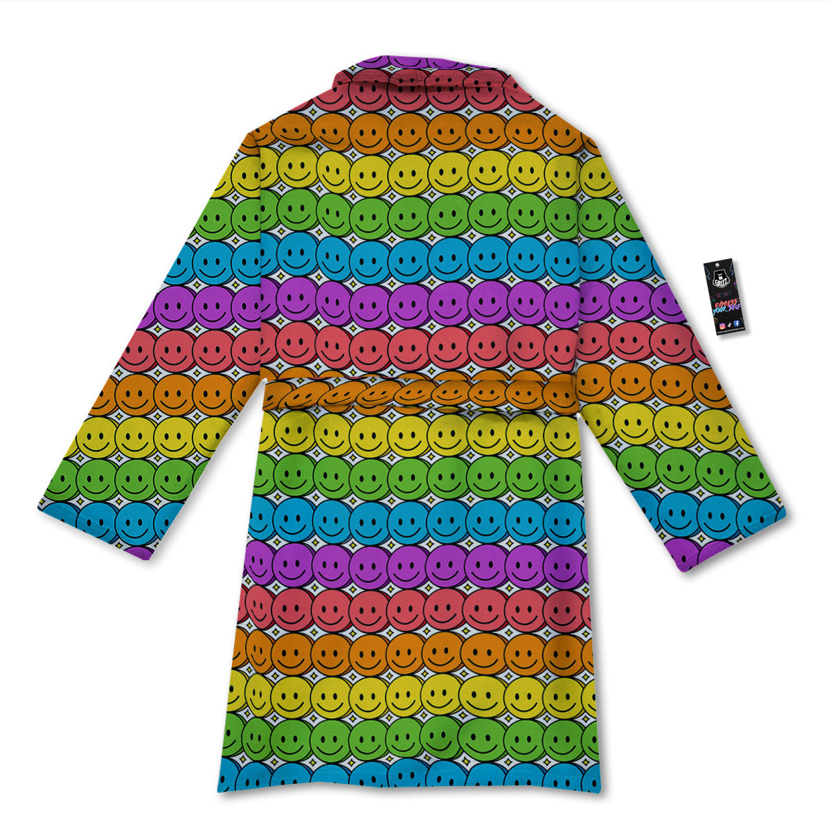 Emoji Faces Colorful Print Pattern Bathrobe-grizzshop