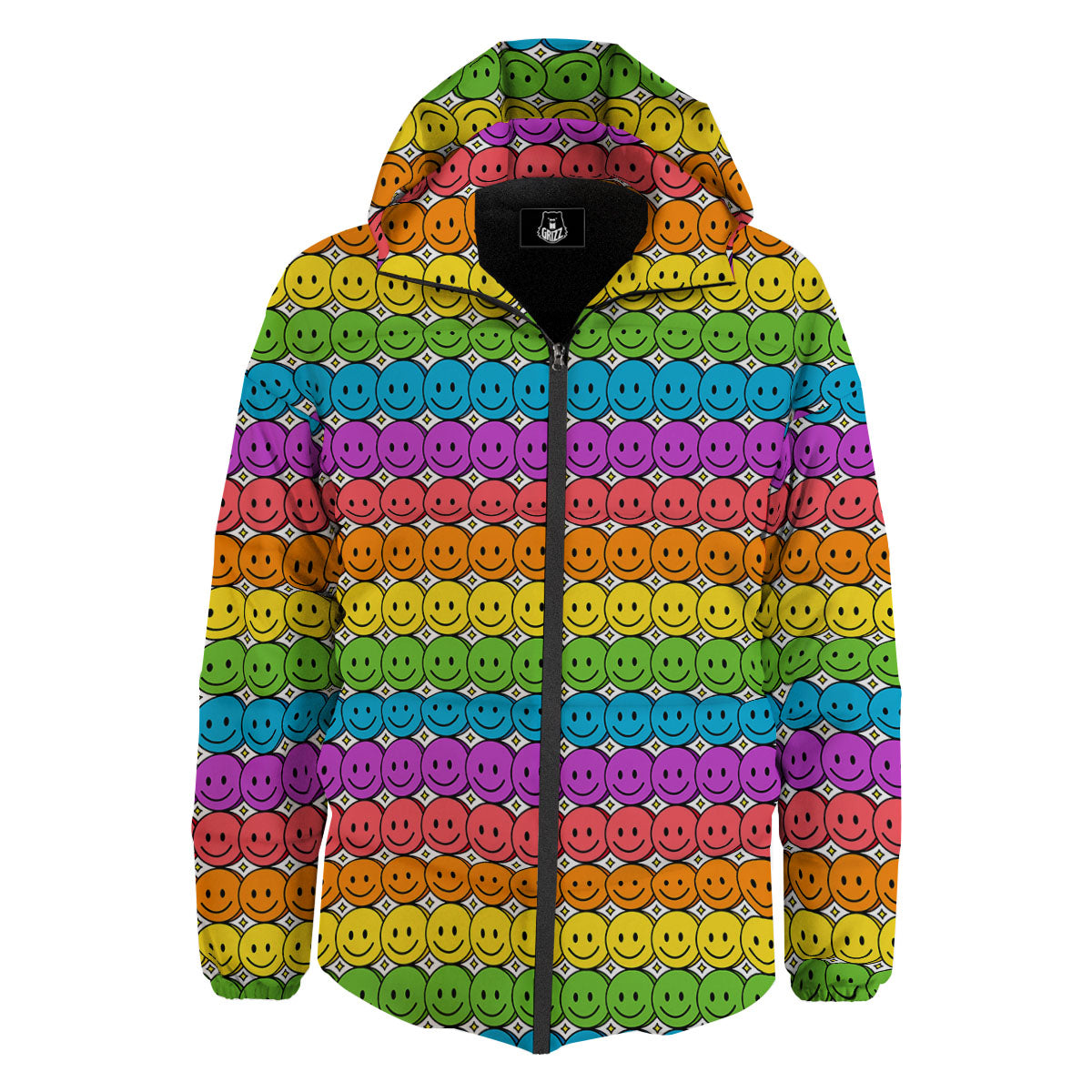 Emoji Faces Colorful Print Pattern Down Jacket-grizzshop