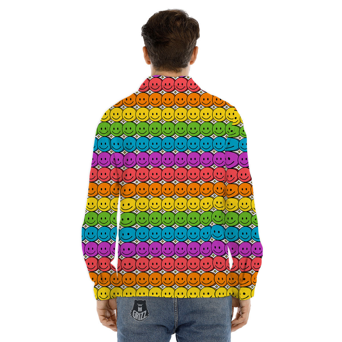 Emoji Faces Colorful Print Pattern Men's Dress Shirts-grizzshop