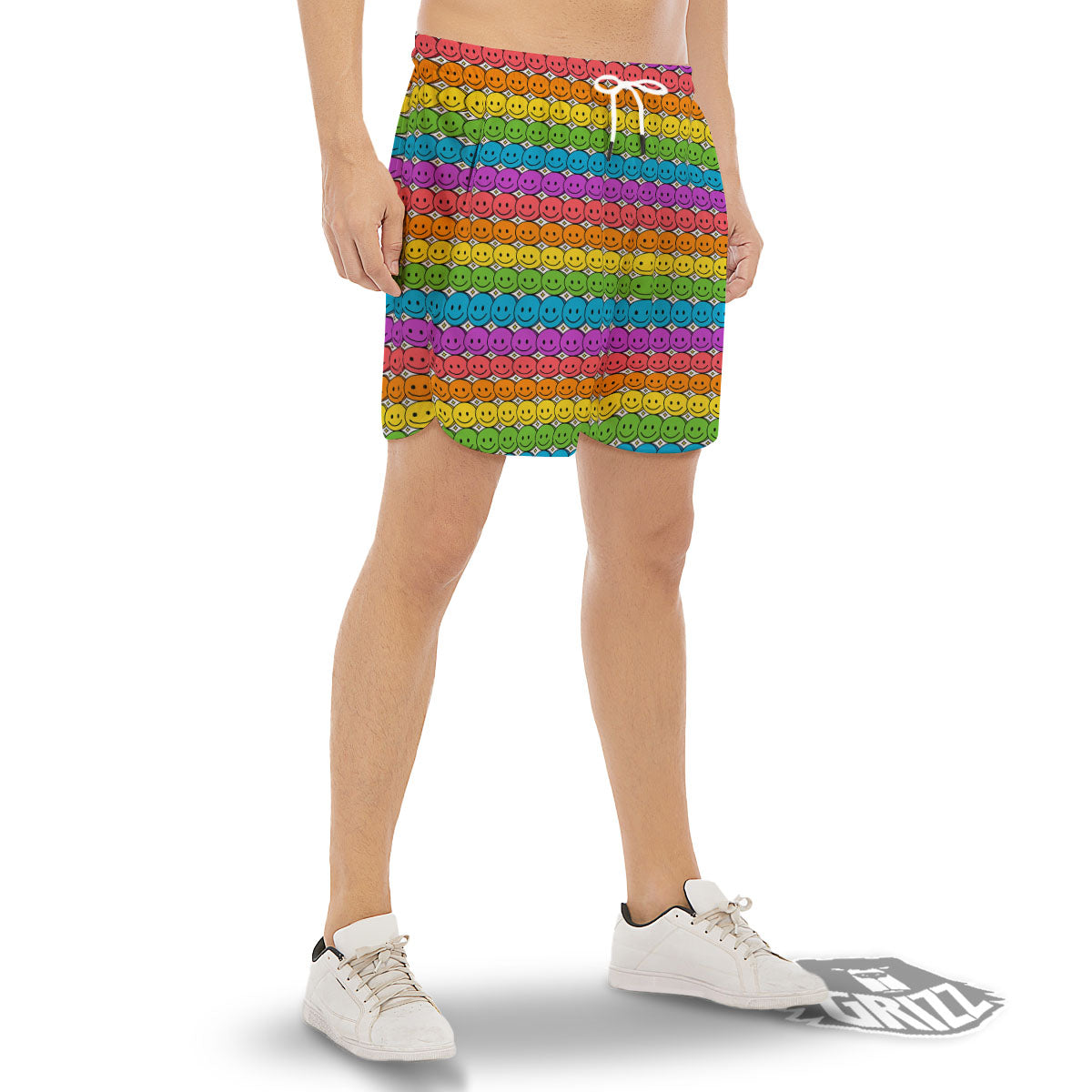 Emoji Faces Colorful Print Pattern Men's Gym Shorts-grizzshop