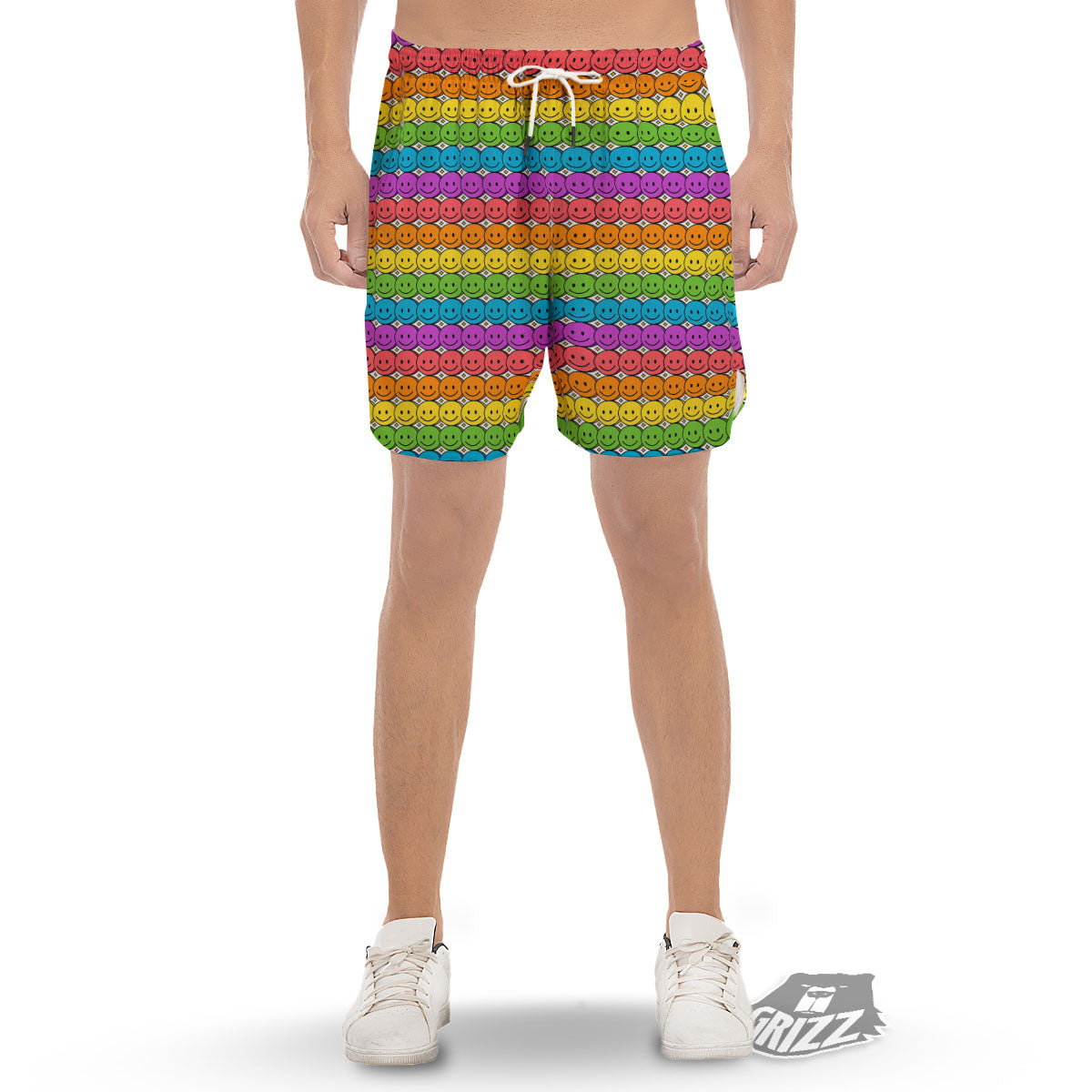 Emoji Faces Colorful Print Pattern Men's Gym Shorts-grizzshop