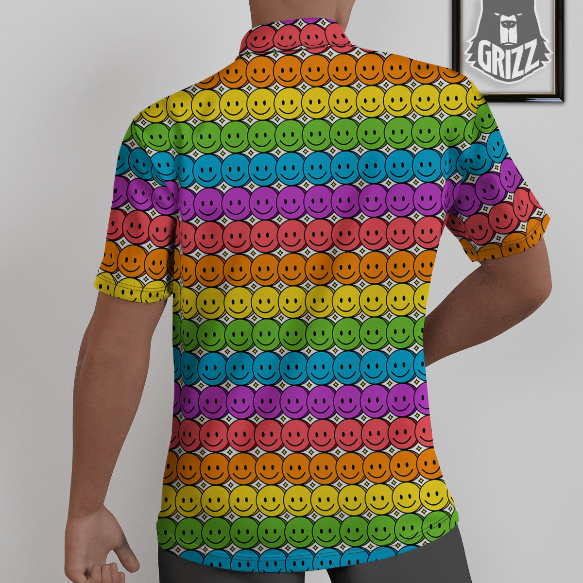 Emoji Faces Colorful Print Pattern Untucked Shirts-grizzshop