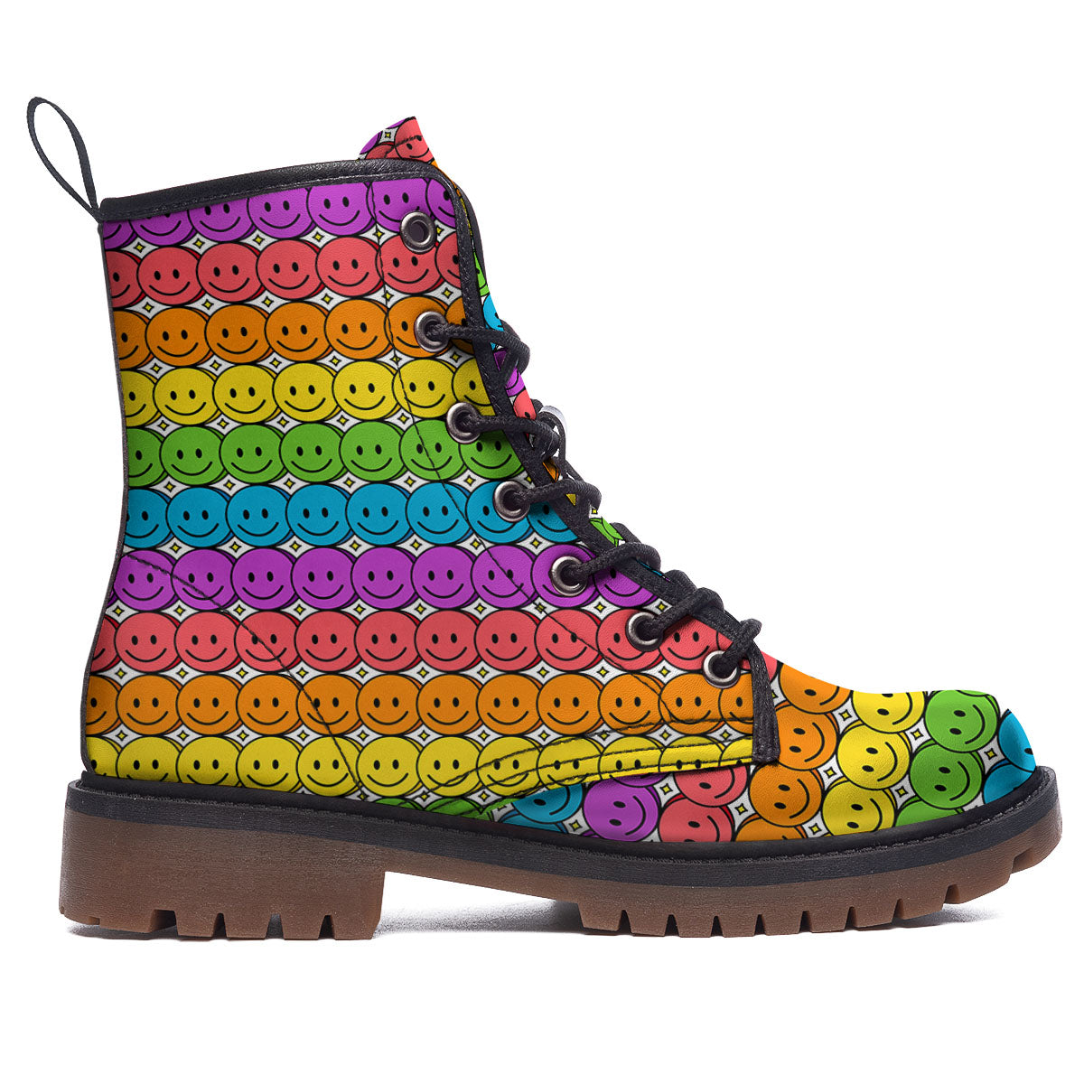 Emoji Faces Colorful Print Pattern Work Boots-grizzshop