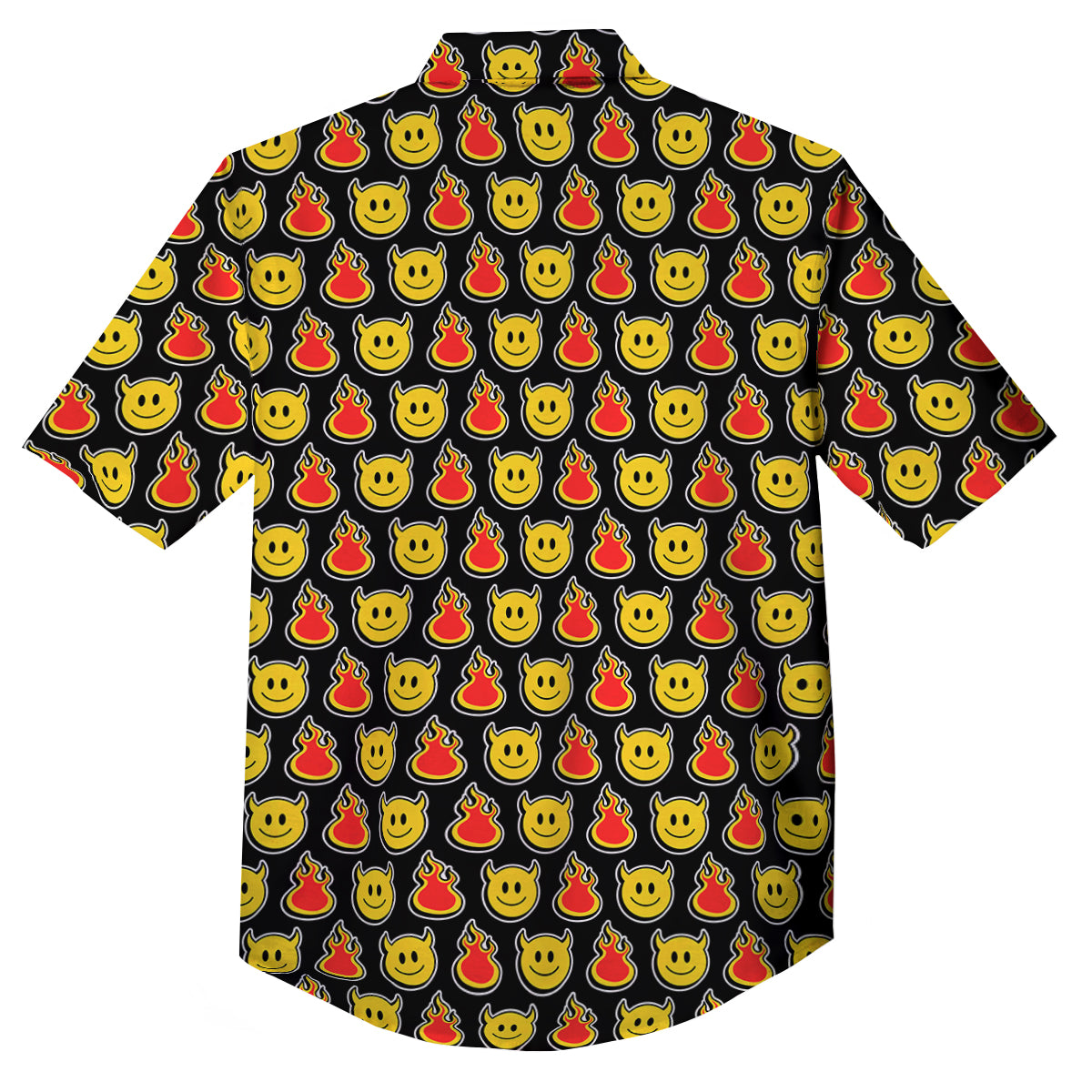 Emoji Fire And Devil Cute Print Pattern Button Up Shirt-grizzshop
