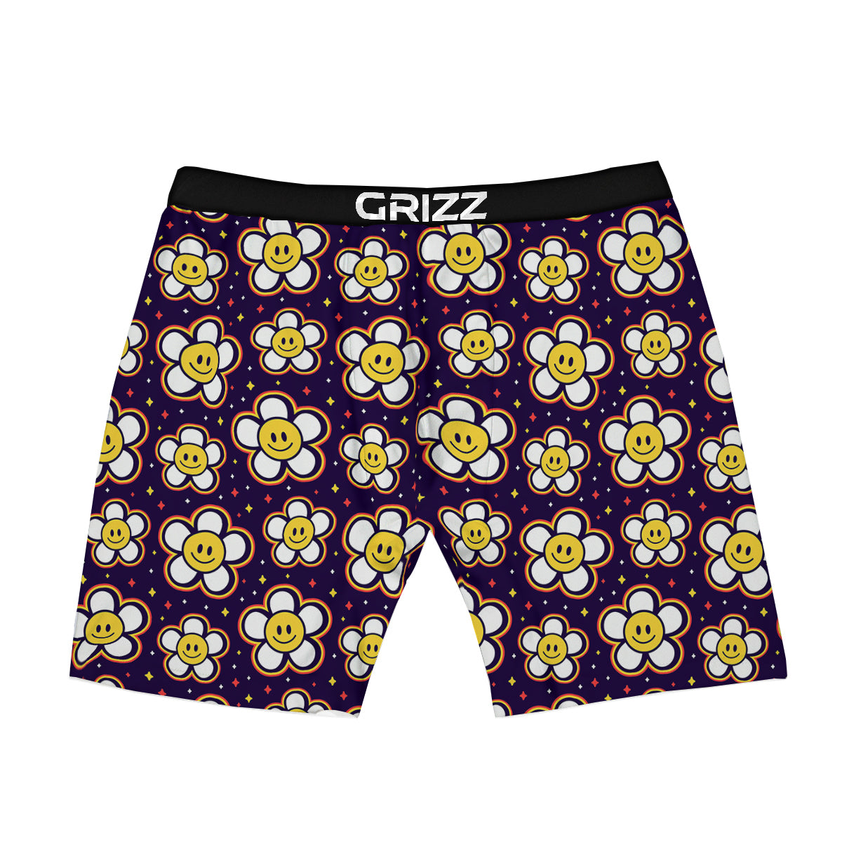 Emoji Flower Smile Print Pattern Boxer Briefs-grizzshop