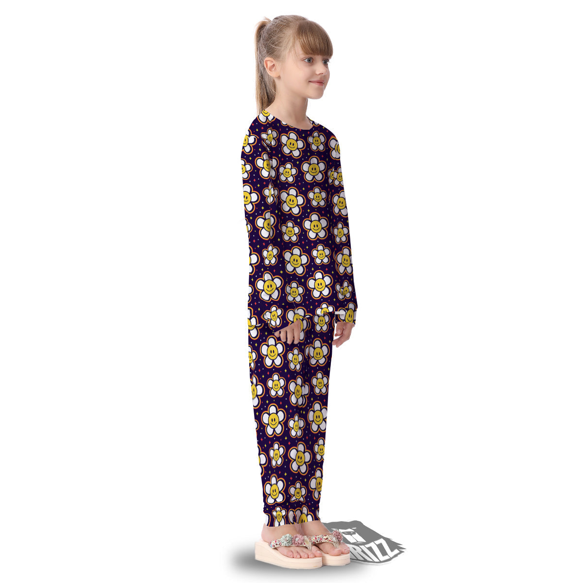 Emoji Flower Smile Print Pattern Kid's Pajamas-grizzshop
