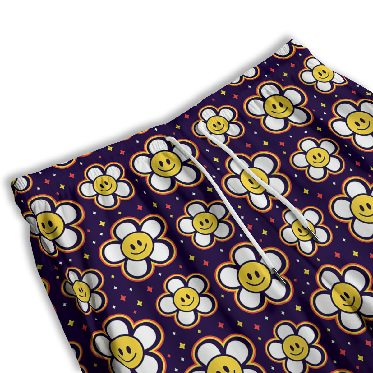 Emoji Flower Smile Print Pattern Men's Athletic Shorts-grizzshop