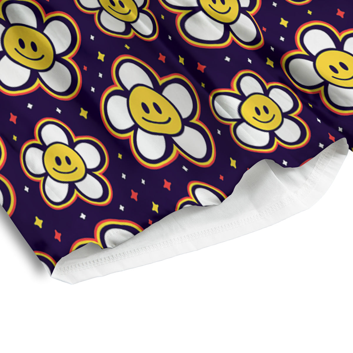 Emoji Flower Smile Print Pattern Men's Athletic Shorts-grizzshop