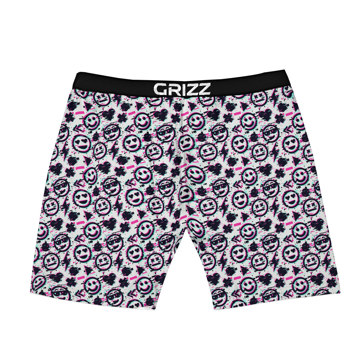 Emoji Glitch Neon Print Pattern Boxer Briefs-grizzshop