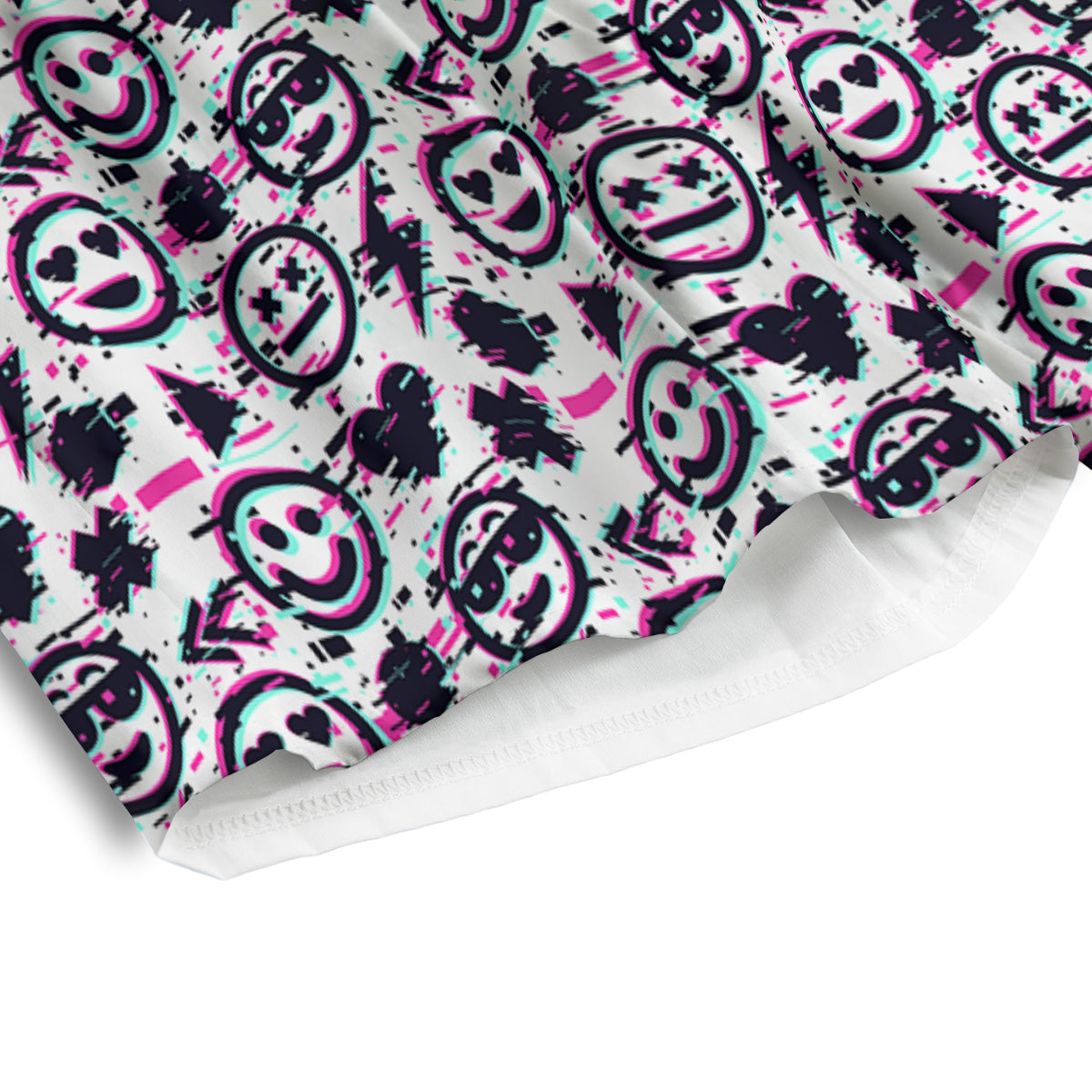 Emoji Glitch Neon Print Pattern Men's Athletic Shorts