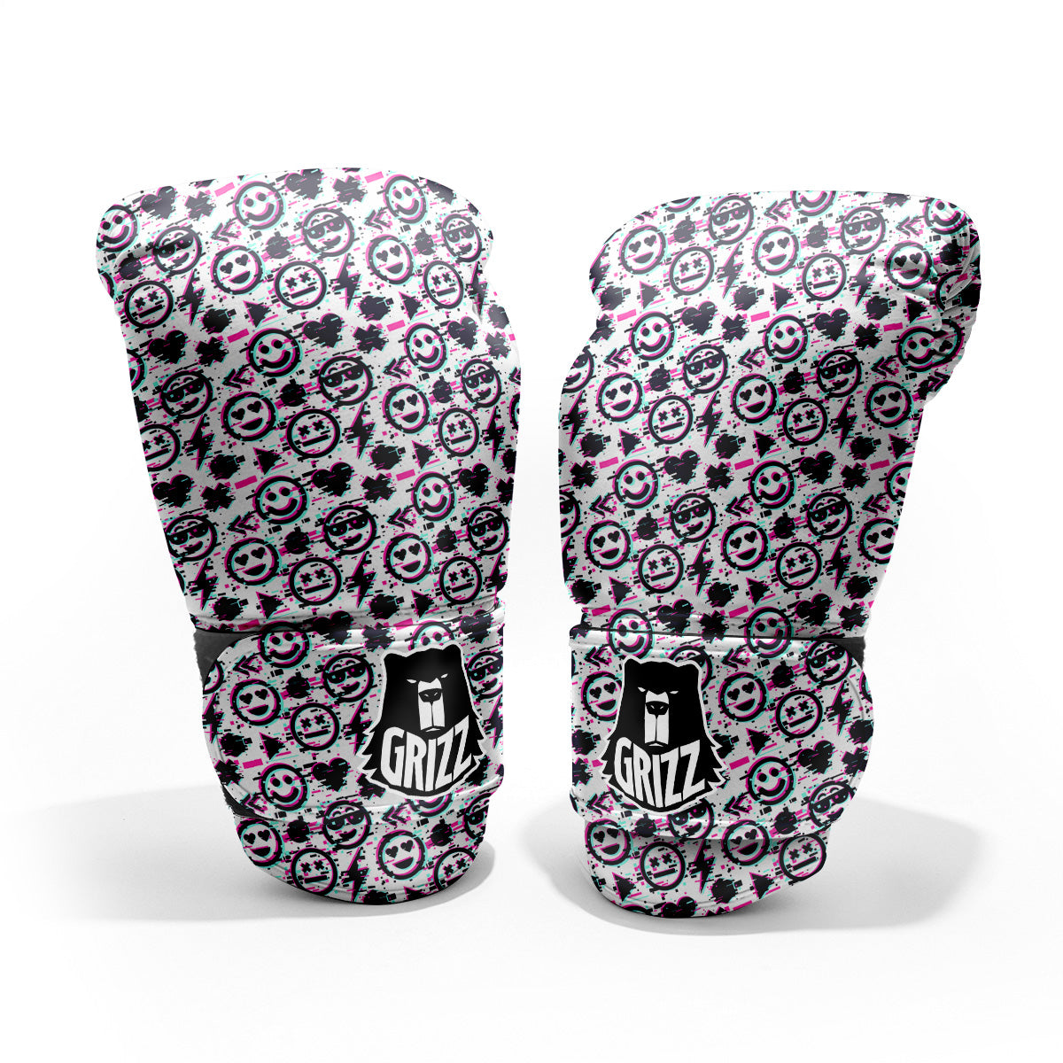 Emoji Glitch Neon Print Pattern Pro Boxing Glove
