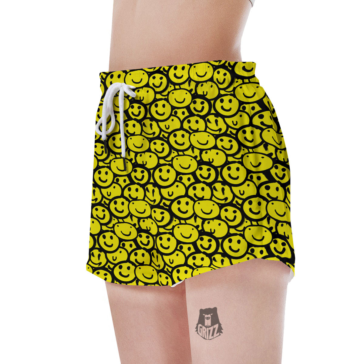 Emoji Graffiti Happy Print Pattern Women's Shorts-grizzshop