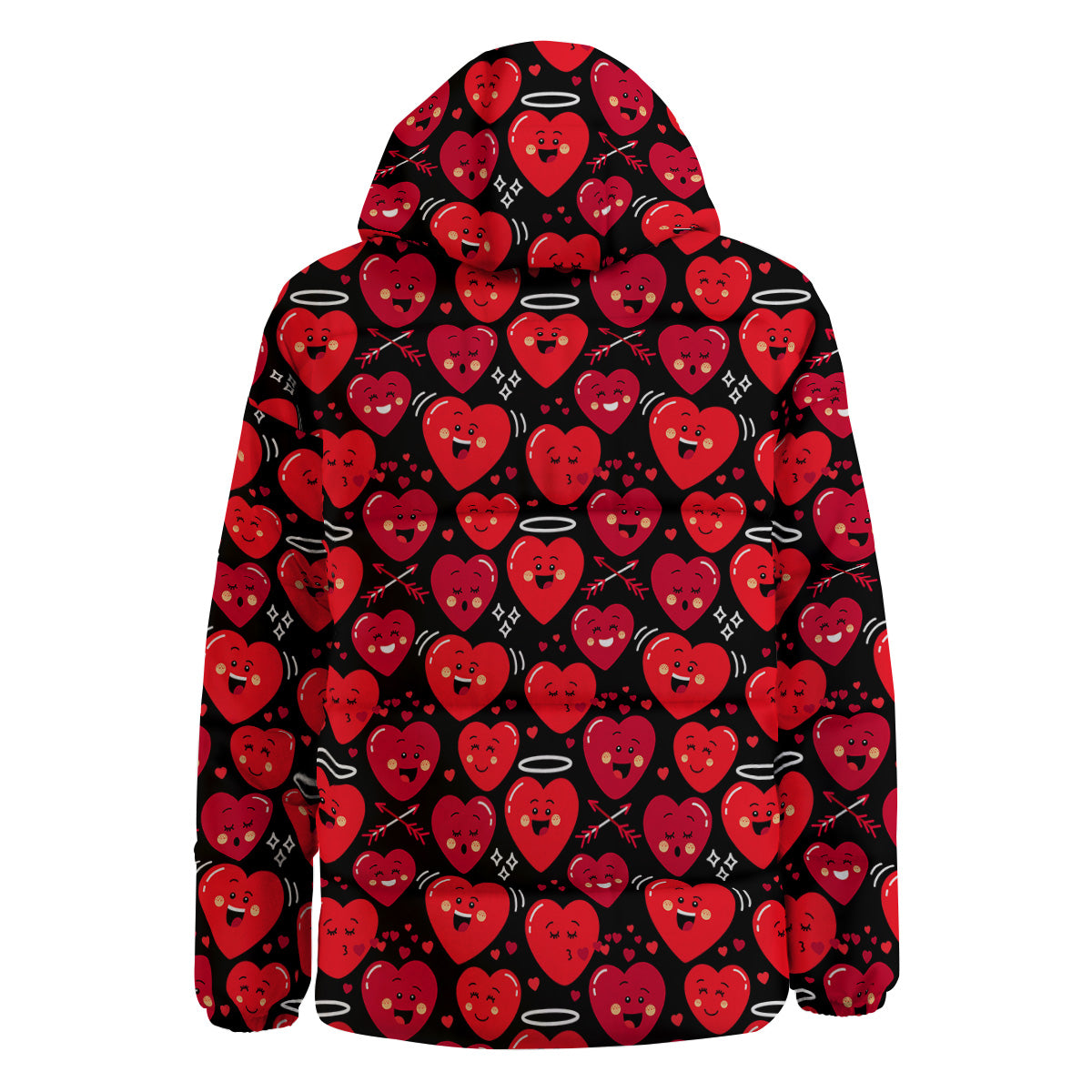 Emoji Hearts Print Pattern Down Jacket-grizzshop