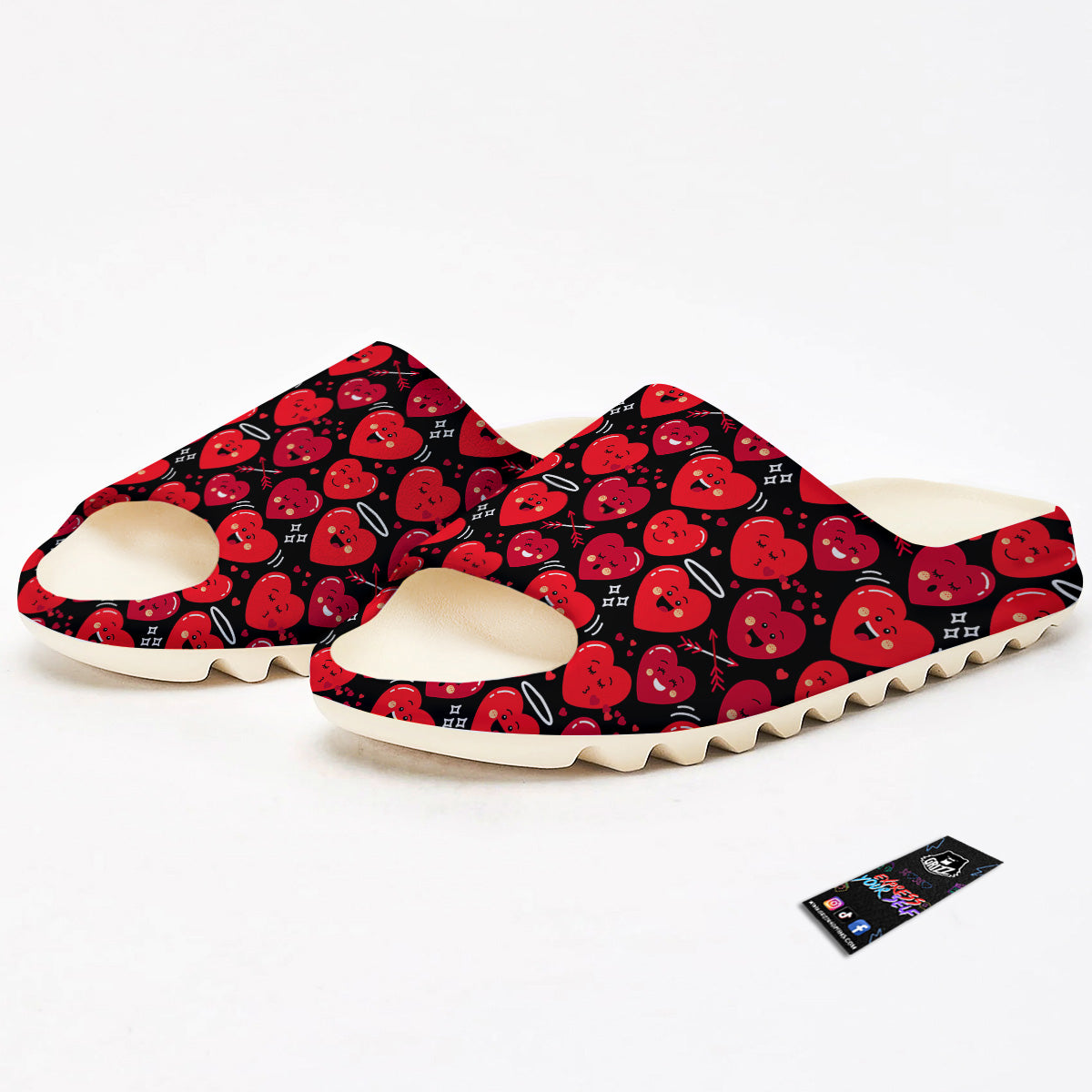 Emoji Hearts Print Pattern Sandals-grizzshop
