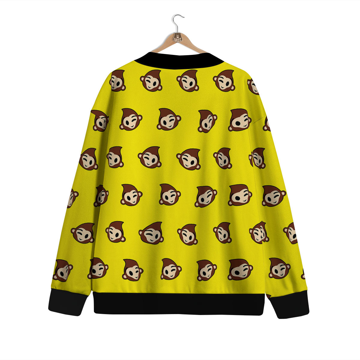 Emoji Monkey Print Pattern Cardigan-grizzshop