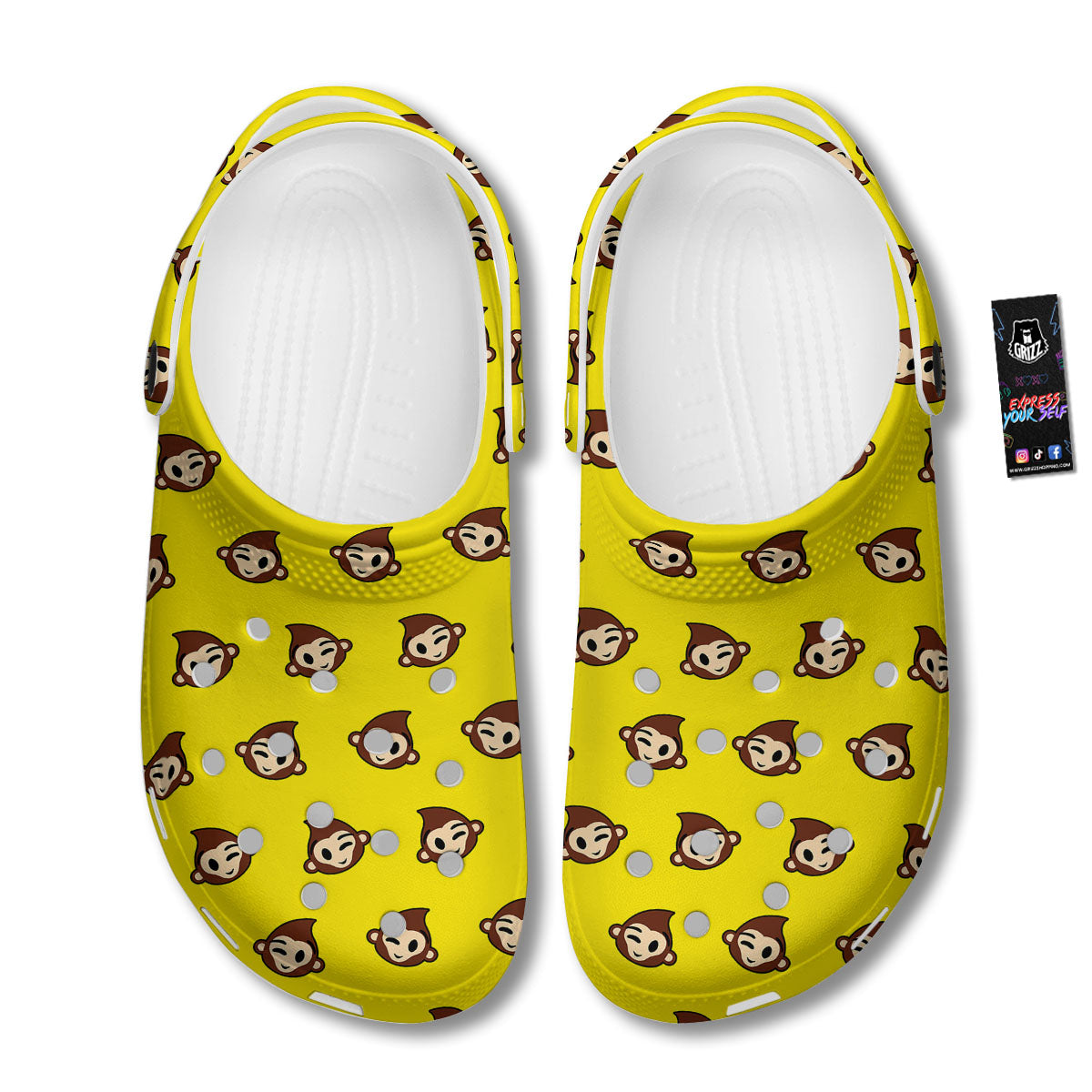 Emoji Monkey Print Pattern Clog-grizzshop