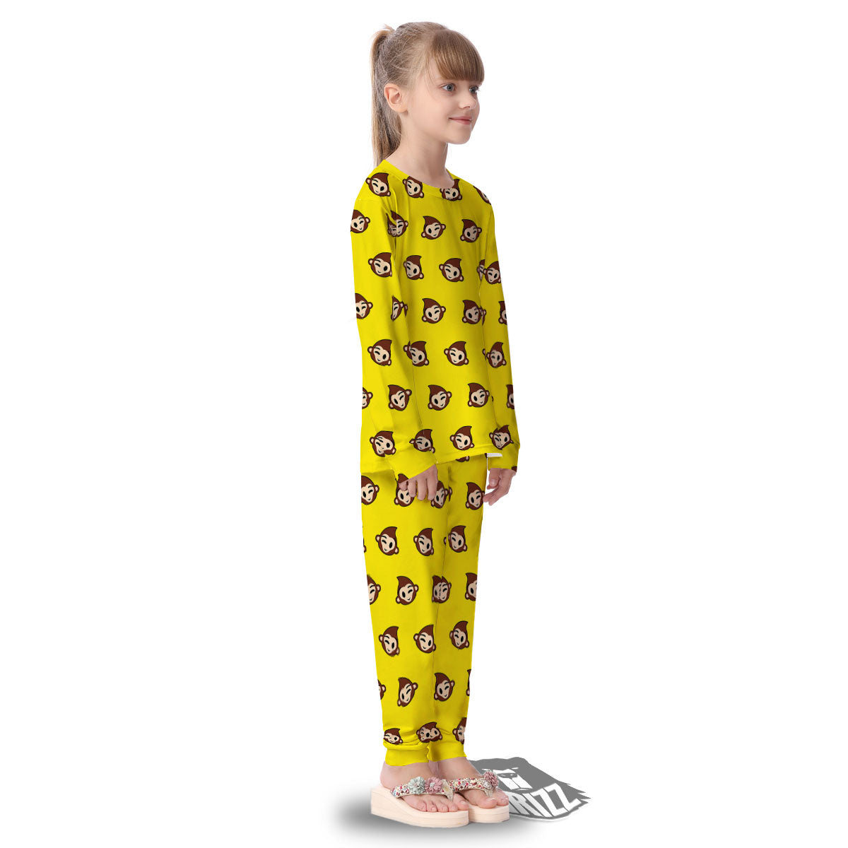 Emoji Monkey Print Pattern Kid's Pajamas-grizzshop