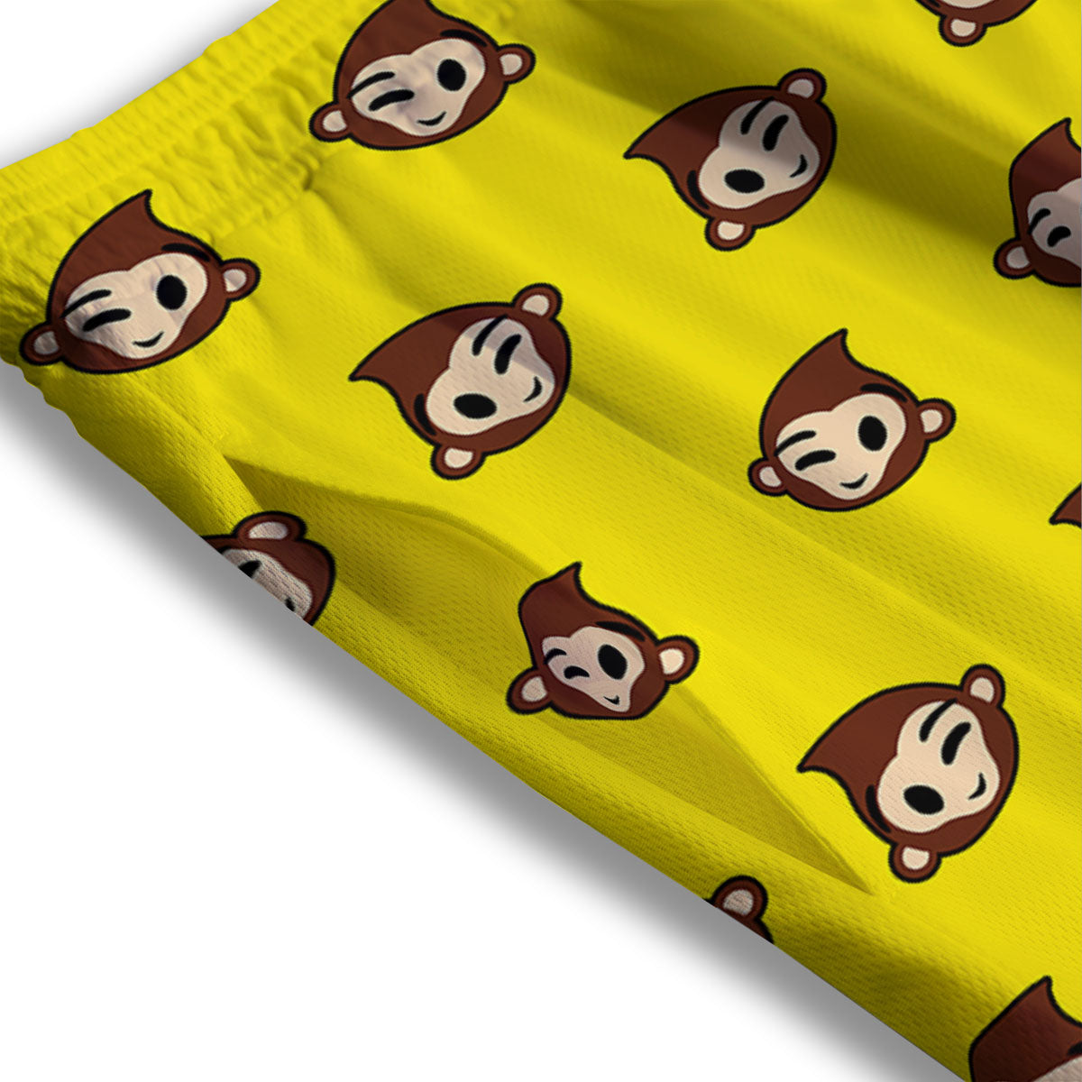 Emoji Monkey Print Pattern Mesh Shorts-grizzshop