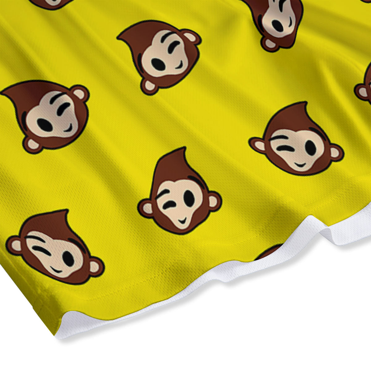 Emoji Monkey Print Pattern Mesh Shorts-grizzshop