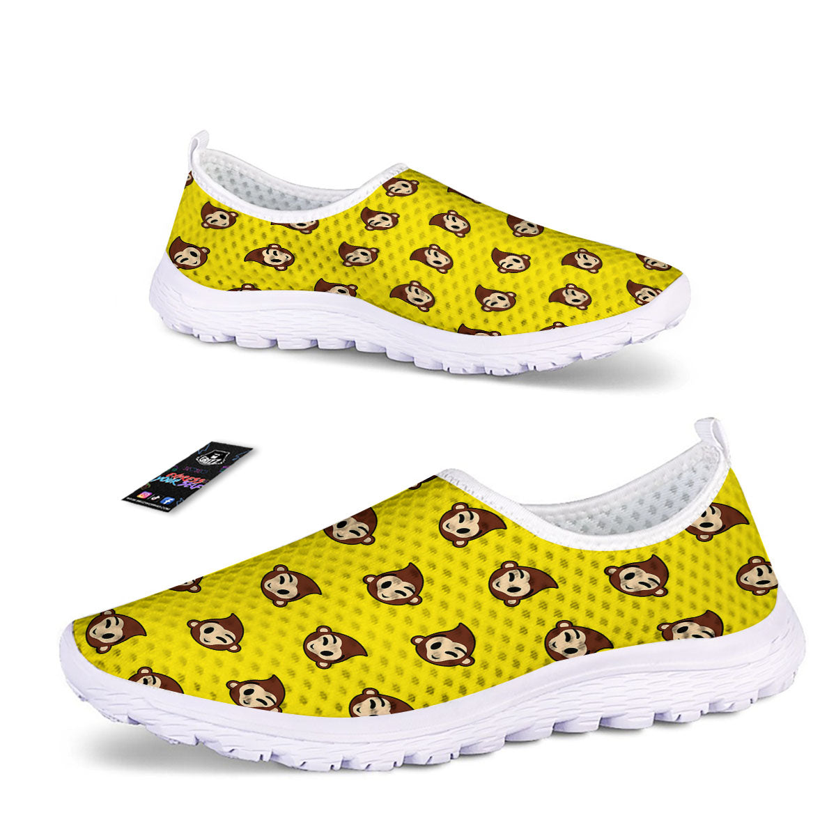 Emoji Monkey Print Pattern Nurse Shoes-grizzshop