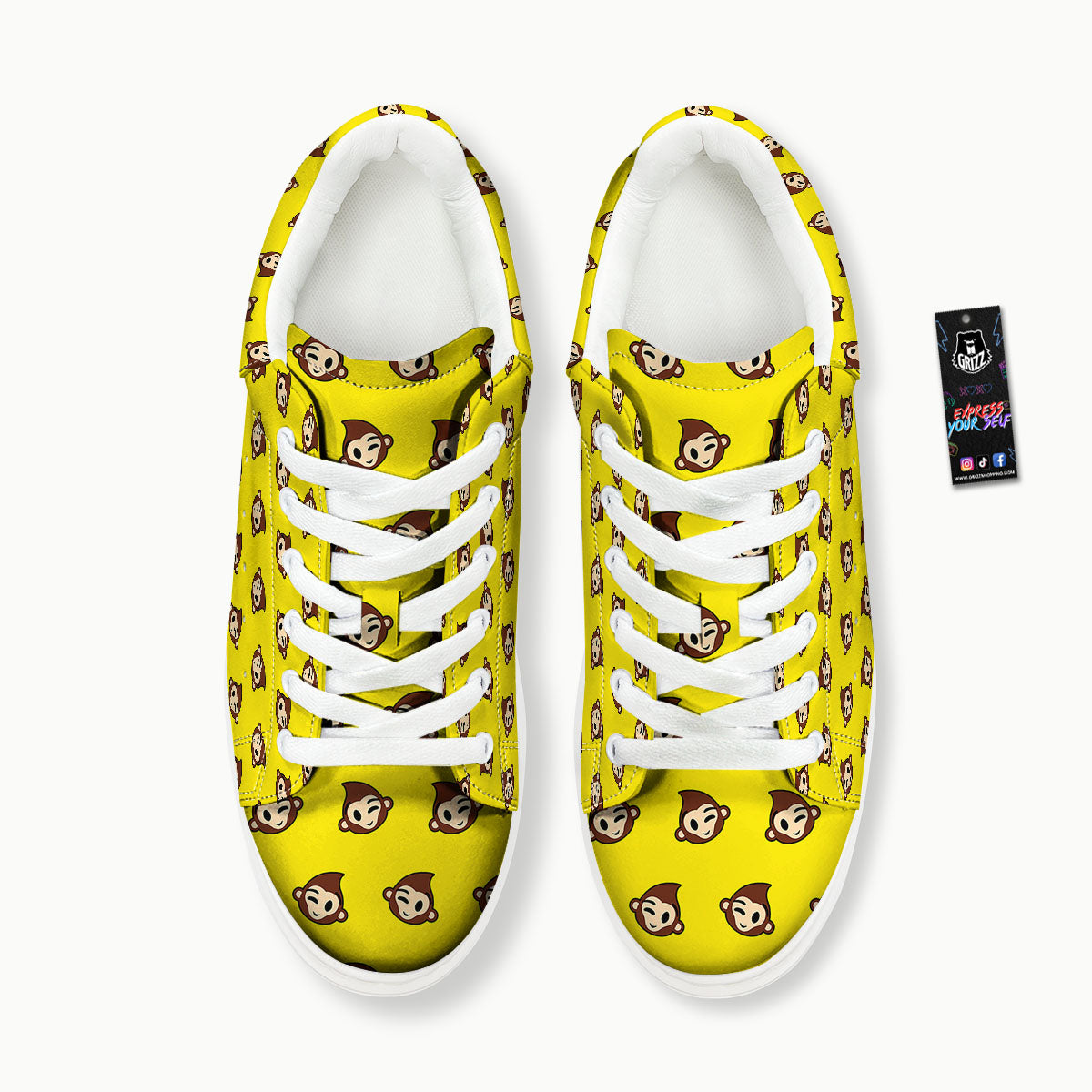 Emoji Monkey Print Pattern Platform Shoes-grizzshop