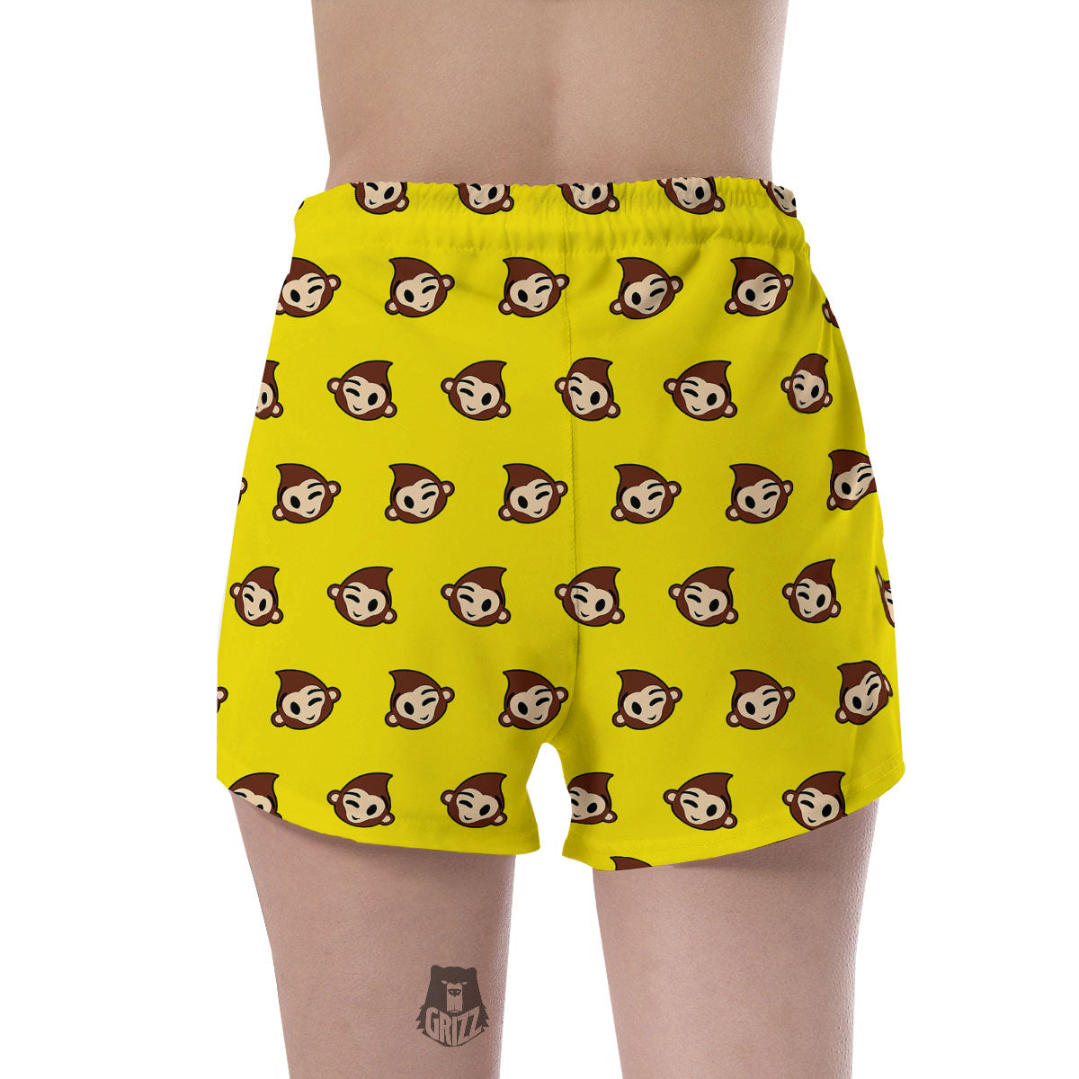 Emoji Monkey Print Pattern Women's Shorts-grizzshop